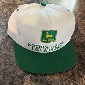 Vintage John Deere Green and White Hat